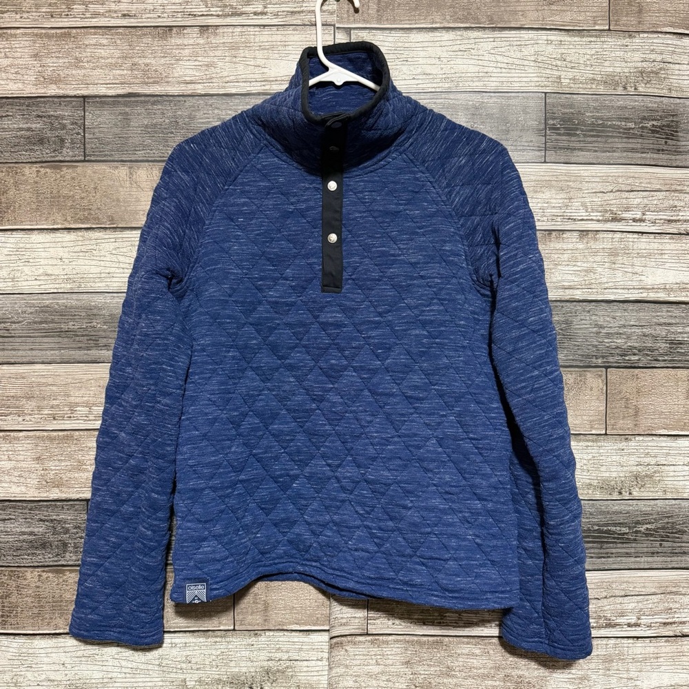 Oiselle Quilted Pullover Women’s M Blue Snap Button Casual (READ) - Picture 3 of 7